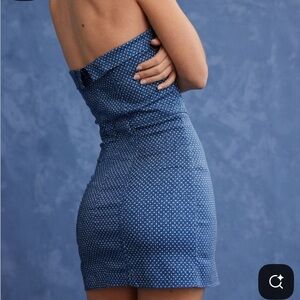 American Eagle Denim Blue Dress with White Dots